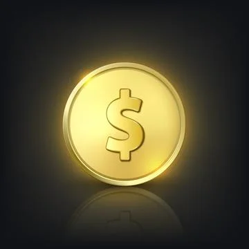 Vector 3d Realistic Golden Dollar Coin. Currency, Money, Wealth, Capital Stockillustratie
