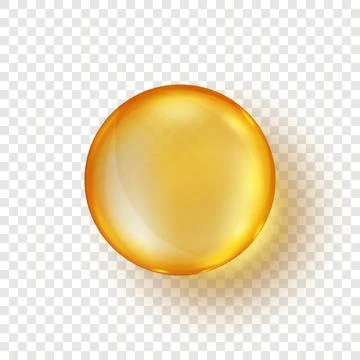 Vector 3d Realistic Golden Softgel Capsule, Isolated. Supplement Capsule, Oil Stock Illustration
