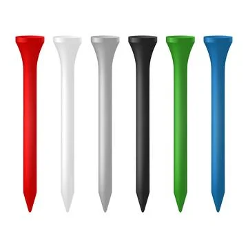Vector 3d Realistic Golf Tees Set in Different Colors. Professional Golf Illustrazione stock