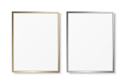 Vector 3d Realistic Gray and Yellow Metal, Silver and Golden Color Decorative Stock Illustration