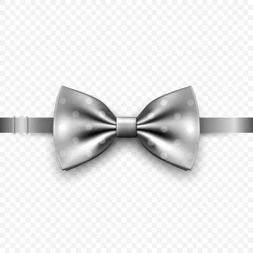 Vector 3d Realistic Gray Bow Tie Icon Closeup Isolated on White Background. Silk 스톡 일러스트