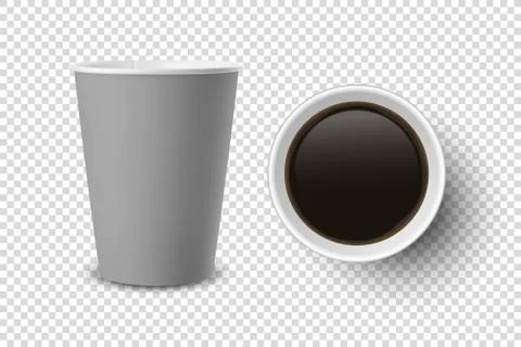 Vector 3d Realistic Gray Disposable Opened Paper, Plastic Coffee Cup for Drinks Stock Illustration
