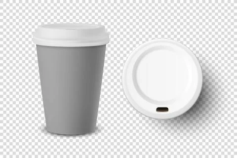Vector 3d Realistic Gray Disposable Closed Paper, Plastic Coffee Cup for Drinks 스톡 일러스트