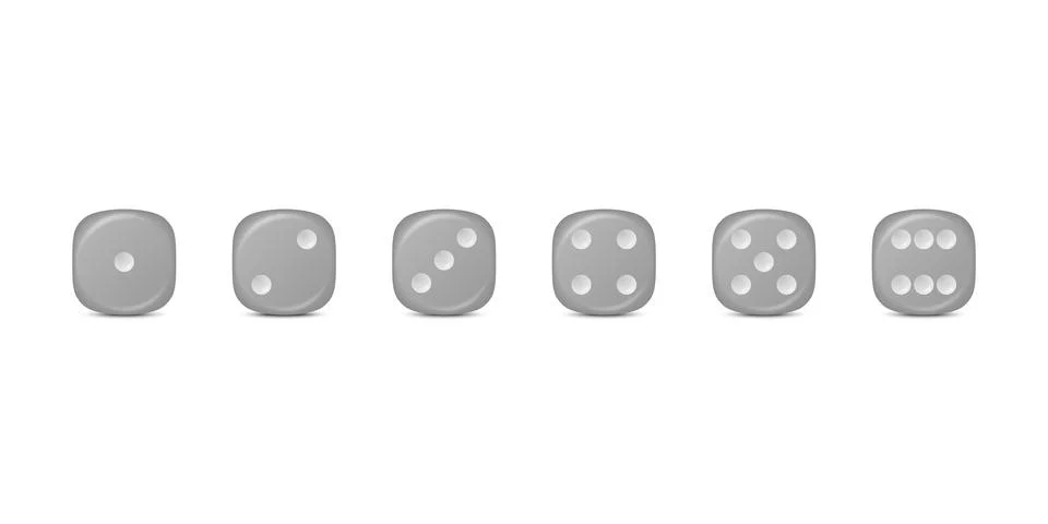 Vector 3d Realistic Gray Game Dice Icon Set Closeup Isolated. Game Cubes for Stock Illustration