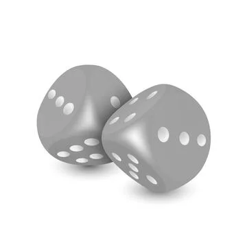 Vector 3d Realistic Gray Game Dice with White Dots Set Closeup Isolated on White Stock Illustration