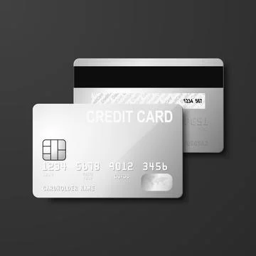 Vector 3d Realistic Gray Silver Blank Credit Card Isolated. Design Template of Stock Illustration