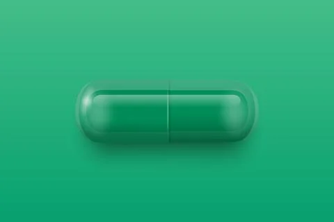 Vector 3d Realistic Green and White Pharmaceutical Medical Pill, Capsule, Tablet Stock-Illustration