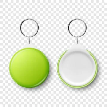 Vector 3d Realistic Green Blank Round Button Badge with Ring Holder Closeup Illustrazione stock