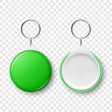 Vector 3d Realistic Green Blank Round Button Badge with Ring Holder Closeup 스톡 일러스트