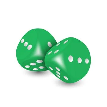 Vector 3d Realistic Green Game Dice with White Dots Set Closeup Isolated on Stock Illustration