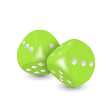 Vector 3d Realistic Green Game Dice with White Dots Set Closeup Isolated on Stock Illustration