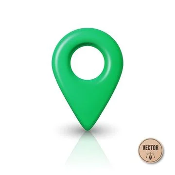 Vector 3d Realistic Green Map Pin Icon. Location Marker with Hole. Map Pin Stock Illustration