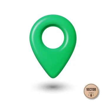 Vector 3d Realistic Green Map Pin Icon. Location Marker with Hole. Map Pin Stock Illustration