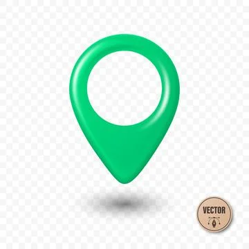 Vector 3d Realistic Green Map Pin Icon. Location Marker with Hole. Map Pin Stock Illustration