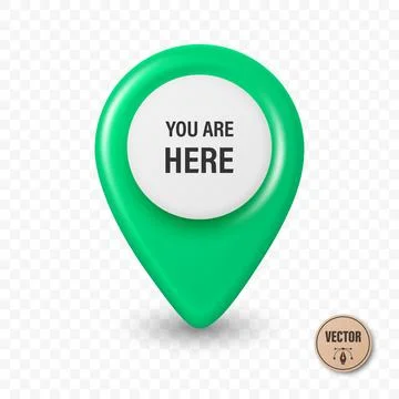 Vector 3d Realistic Green Map Pin Icon. Location Marker. Map Pin Symbol, Map Pin Stock Illustration