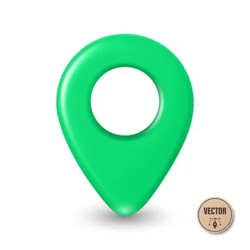 Vector 3d Realistic Green Map Pin Icon. Location Marker Isolated. Map Pin S.. Illustrazione stock