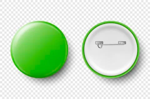 Vector 3d Realistic Green Metal, Plastic Blank Button Badge Icon Set Isolated on 스톡 일러스트