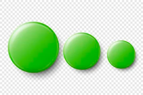 Vector 3d Realistic Green Metal, Plastic Blank Button Badge Set Different Sizes Illustrazione stock