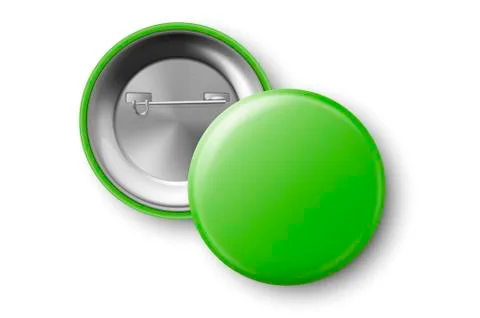 Vector 3d Realistic Green Metal, Plastic Blank Button Badge Icon Set Isolated on 스톡 일러스트