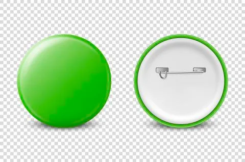 Vector 3d Realistic Green Metal, Plastic Blank Button Badge Icon Set Isolated on Stock Illustration