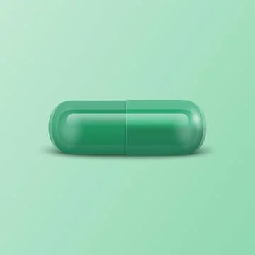 Vector 3d Realistic Green Pharmaceutical Medical Pill, Capsule, Tablet on Green Stock-Illustration