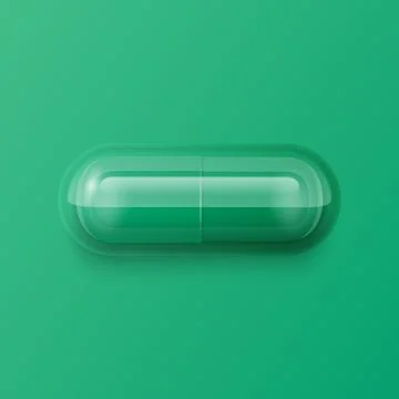 Vector 3d Realistic Green Pharmaceutical Medical Pill, Capsule, Tablet on Green Stock-Illustration