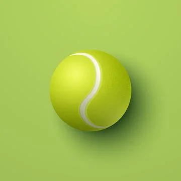 Vector 3d Realistic Green Textured Tennis Ball Icon Closeup Isolated on Green Stock Illustration