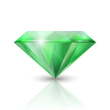 Vector 3d Realistic Green Transparent Triangular Glowing Gemstone, Diamond Illustrazione stock