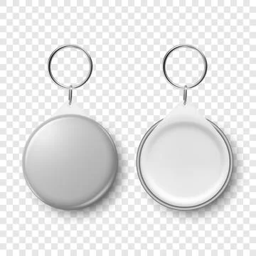 Vector 3d Realistic Grey Blank Round Button Badge with Ring Holder Closeup 스톡 일러스트