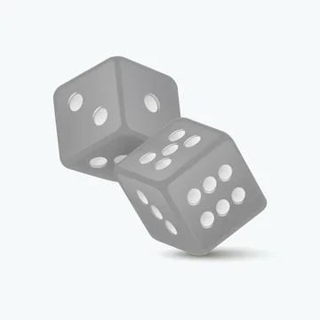 Vector 3d Realistic Grey Game Dice with White Dots Set Closeup Isolated on White Stock Illustration