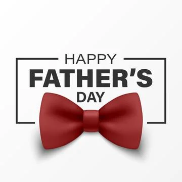 Vector 3d Realistic Happy Father s Day Greeting Card with Red Bow Tie on White Stock-Illustration