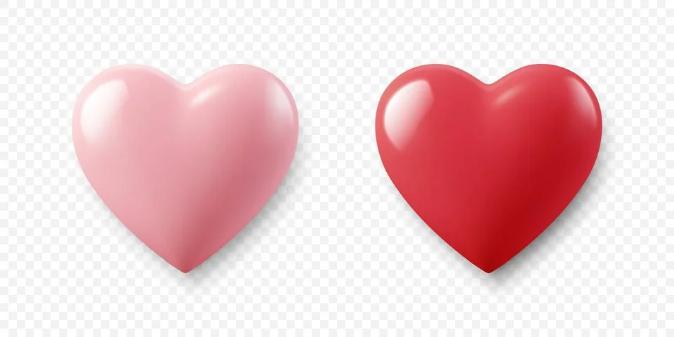 Vector 3d Realistic Heart Shape Closeup Isolated. Romantic Red and Pink Glossy Illustrazione stock