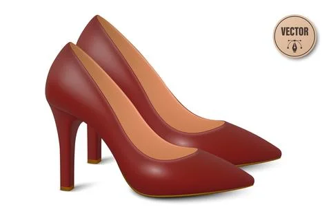 Vector 3d Realistic High Heels Pair. Realistic Women s Shoes with Stiletto Heel Stock Illustration