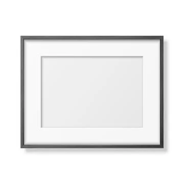 Vector 3d Realistic Horizontal Black Wooden Simple Modern Frame Icon Closeup Stock-Illustration