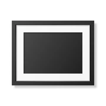 Vector 3d Realistic Horizontal Blank Black Picture Frame Vector Illustration Stock Illustration