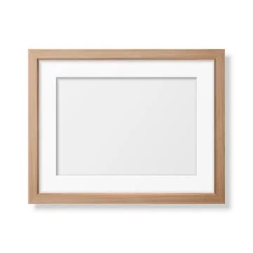 Vector 3d Realistic Horizontal Brown Wooden Simple Modern Frame Icon Closeup Stock-Illustration