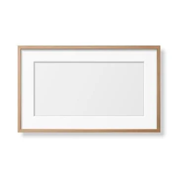 Vector 3d Realistic Horizontal Brown Wooden Simple Modern Frame Icon Closeup Stock Illustration