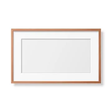 Vector 3d Realistic Horizontal Brown Wooden Simple Modern Frame Icon Closeup Stock-Illustration