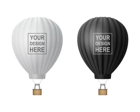 Vector 3d Realistic Hot Air Balloon Icon Set Isolated on White Background Stock Illustration