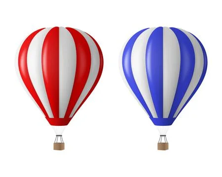 Vector 3d Realistic Hot Air Balloon Icon Set, Isolated. Design Template for 库存插图