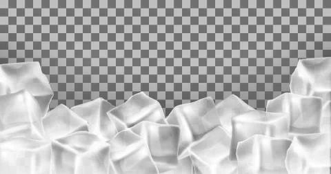 Vector 3d realistic ice cubes frame, border イラスト素材