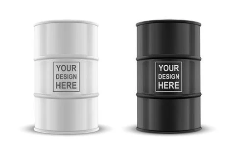 Vector 3d Realistic Illustration. White and Black Simple Glossy Metal Oil, Fuel Stock-Illustration