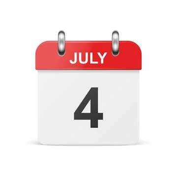 Vector 3d Realistic Independence Day Classic Simple Minimalistic Calendar Icon Stock Illustration