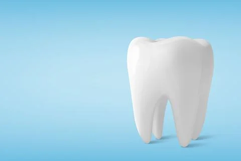 Vector 3D Realistic Isolated Tooth on Blue Background. Closeup of Single Tooth Stock Illustration