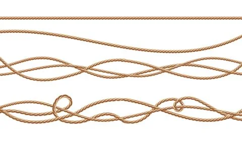 Vector 3d realistic jute, hemp, fiber ropes Stock Illustration