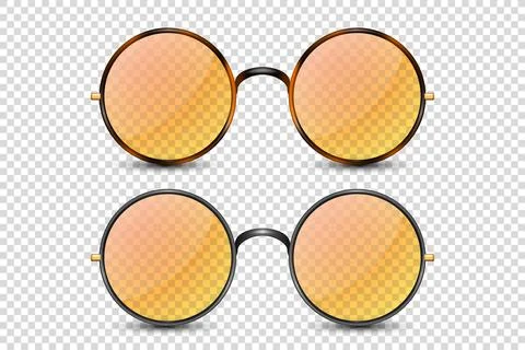 Vector 3d Realistic Leopard, Black Round Frame Glasses Set with Orange Stock Illustration
