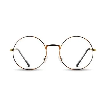 Vector 3d Realistic Leopard Color Round Frame Glasses. Colorless Transparent Illustrazione stock