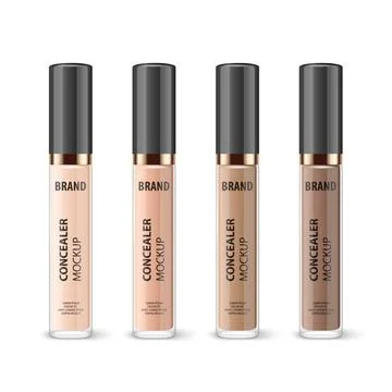 Vector 3d Realistic Lip Gloss, Foundation, Concealer, Corrector Package, Black Stock Illustration