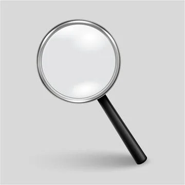 Vector 3d Realistic Magnifying Glass or Loup Icon Closeup Isolated. Design Illustrazione stock