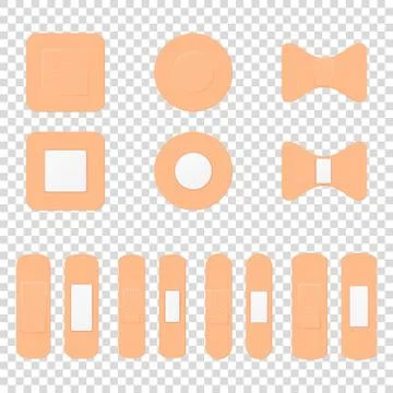 Vector 3d Realistic Medical Patch Icon Set Closeup Isolated on Transparent Stock Illustration